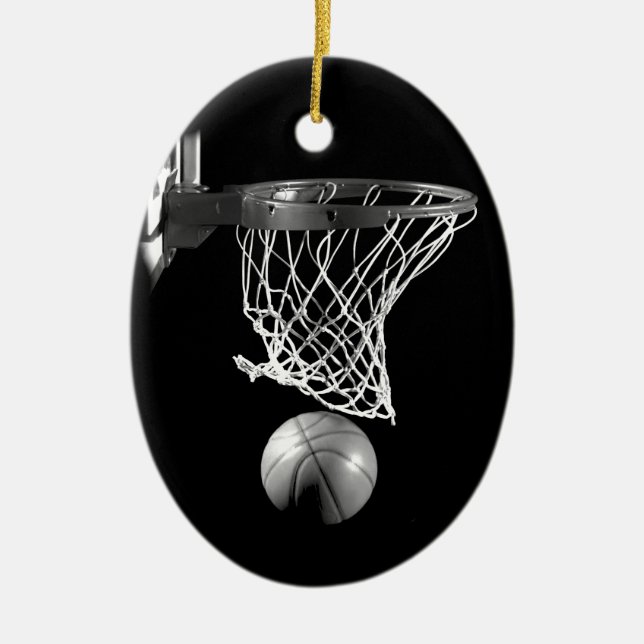 Svartvit basket julgransprydnad keramik (Framsidan)