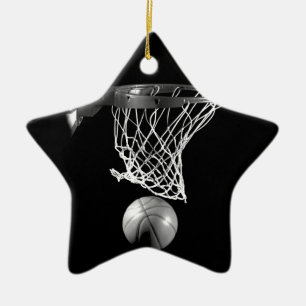 Svartvit basket julgransprydnad keramik