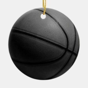 Svartvit basket julgransprydnad keramik