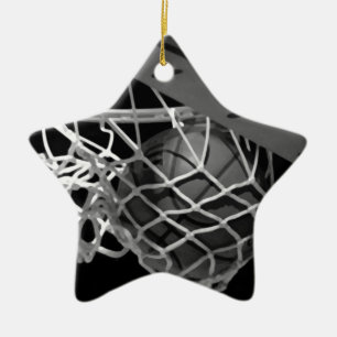 Svartvit basket julgransprydnad keramik