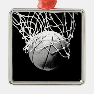 Svartvit basket julgransprydnad metall
