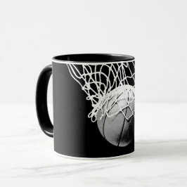 Svartvit basket mugg