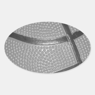 Svartvit basket ovalt klistermärke