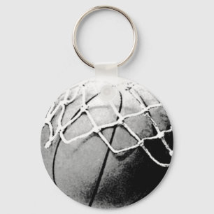 Svartvit basket, Ring, Net Keychain Nyckelring