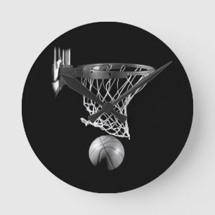 Svartvit basket rund klocka