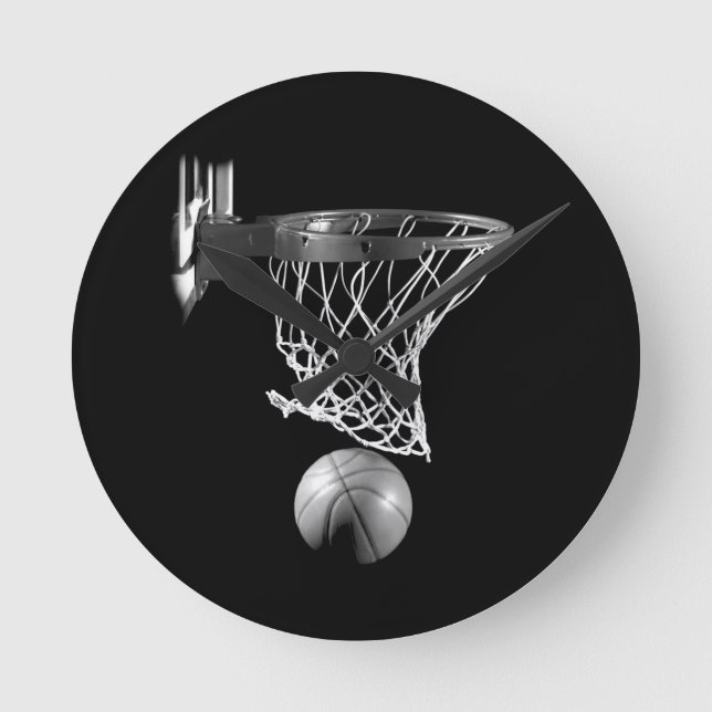 Svartvit basket rund klocka (Framsida)