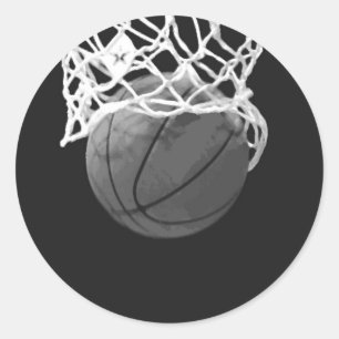 Svartvit basket runt klistermärke