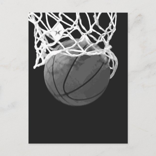Svartvit basket vykort (Framsida)