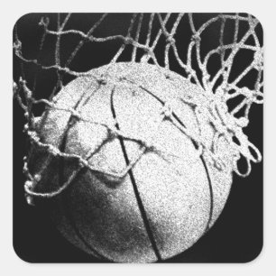 Svartvit basketboll Art Fyrkantigt Klistermärke