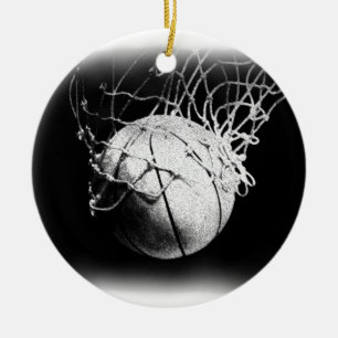 Svartvit basketboll Art Julgransprydnad Keramik