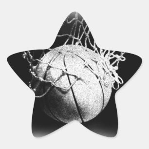 Svartvit basketboll Art Stjärnformat Klistermärke