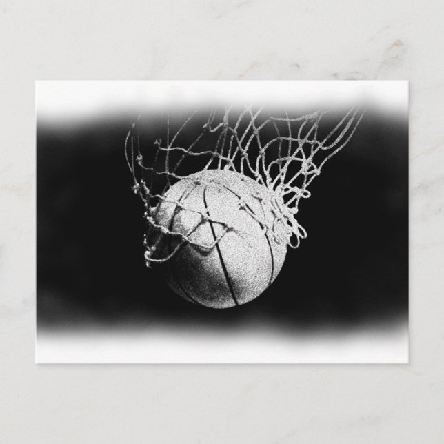 Svartvit basketboll Art Vykort (Framsida)