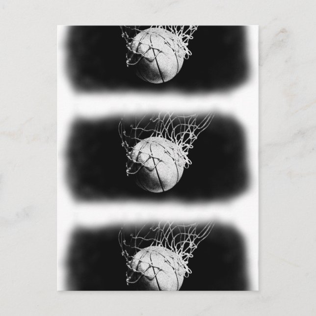 Svartvit basketboll Art Vykort (Framsida)