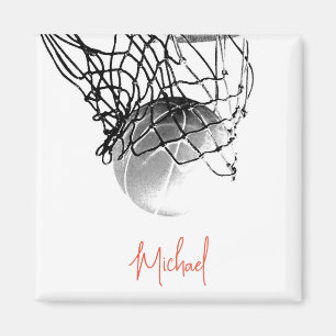 Svartvit basketboll, Boll och ditt namn Magnet