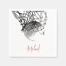 Svartvit basketboll, Boll och ditt namn Pappersservett