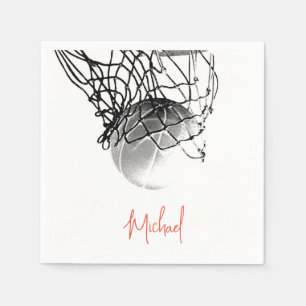 Svartvit basketboll, Boll och ditt namn Pappersservett