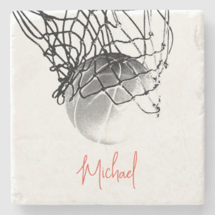 Svartvit basketboll, Boll och ditt namn Stenunderlägg