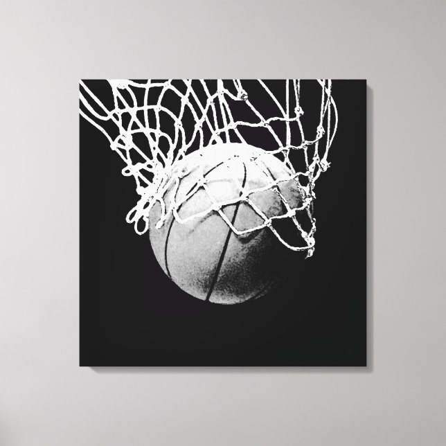 Svartvit basketboll canvastryck (Framsida)