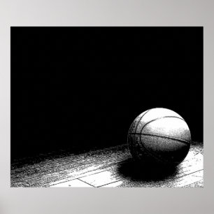 Svartvit basketboll Poster