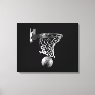 Svartvit basketboll Wrapped Canvas