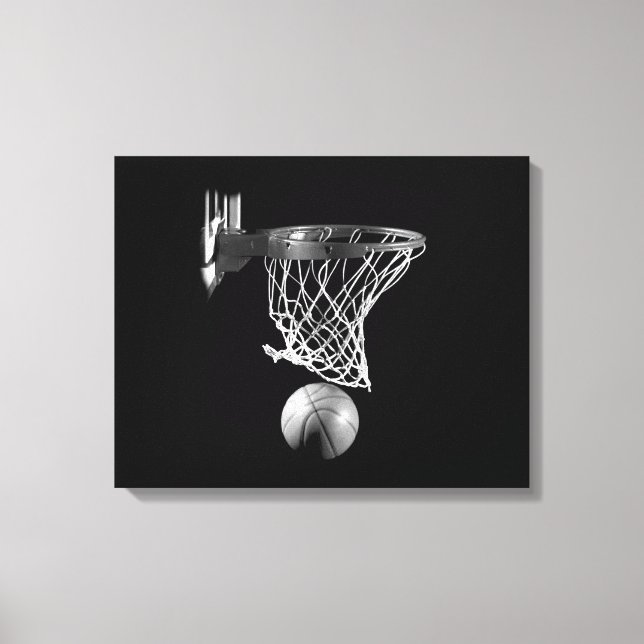 Svartvit basketboll Wrapped Canvas (Framsida)