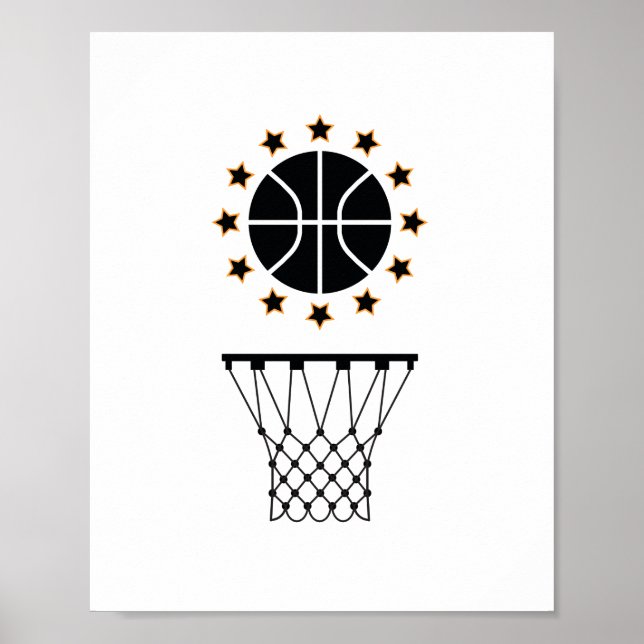 Svartvit basketsportutrustning Mönster Poster (Framsidan)
