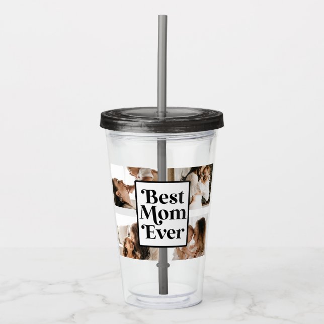 Svartvit bästa Mamma någonsin, Anpassningsbar Foto Take Away Mugg (Framsida)