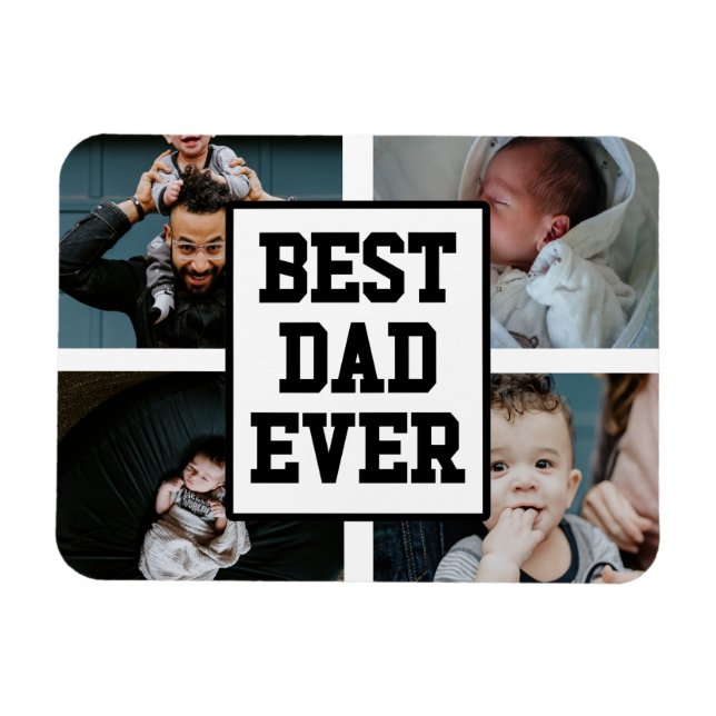Svartvit bästa Pappa någonsin, Anpassningsbar Foto Magnet (Horisontell)