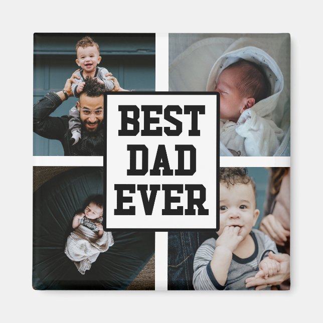 Svartvit bästa Pappa någonsin, Anpassningsbar Foto Magnet (Framsidan)