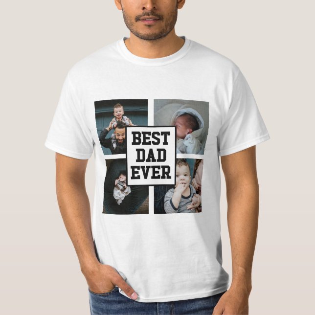 Svartvit bästa Pappa någonsin, Anpassningsbar Foto T Shirt (Framsida)