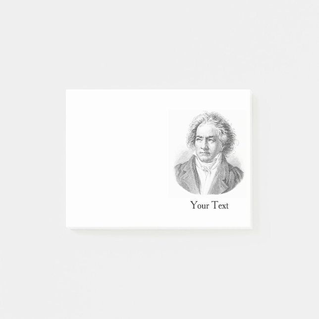 Svartvit Beethoven Post-it Block (Framsida)