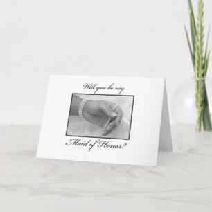 Svartvit begäran maid of honor, vit inbjudan