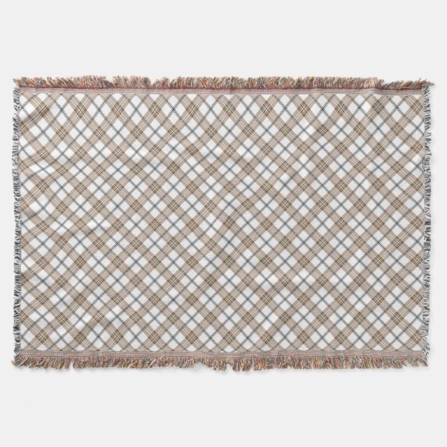 Svartvit beige, diagonalt ljus i mönster filt (Framsidan)