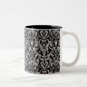 Svartvit bekymrad skalledamask. Två-Tonad mugg
