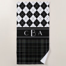 Svartvit beläggning och Argyle Monogrammed