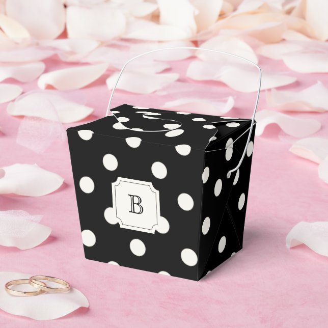 Svartvit Big Polka dots Chic Monogram Party Presentaskar (Bröllop)