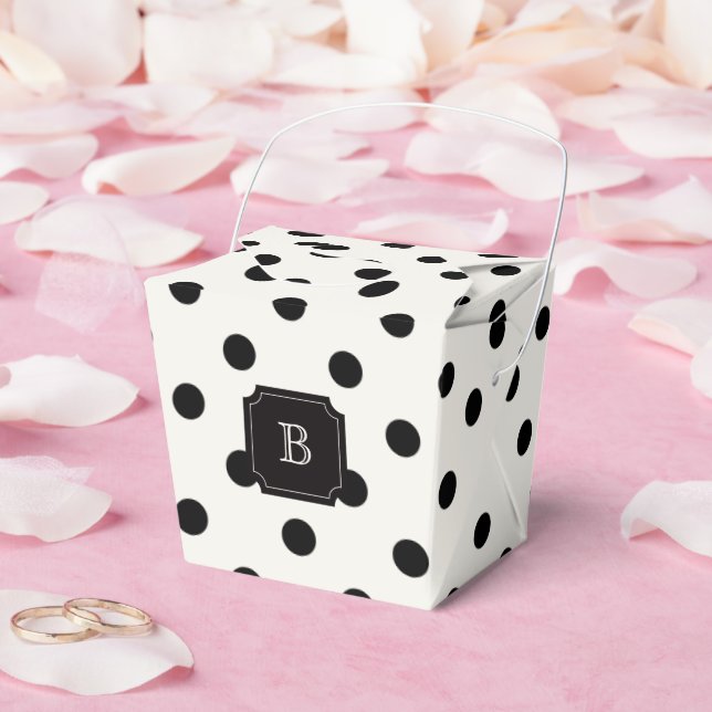 Svartvit Big Polka dots Chic Monogram Party Presentaskar (Bröllop)