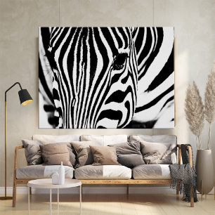 Svartvit bild av Zebra porträtt Poster