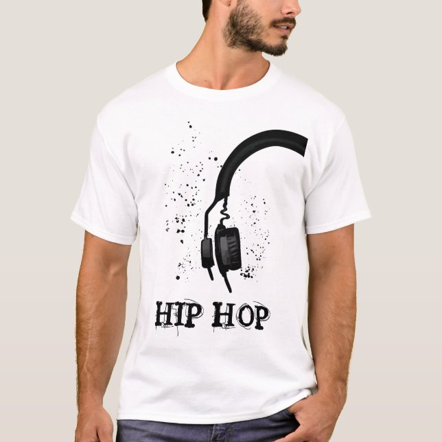 svartvit bild i hörlursformat i Hip hop T Shirt (Framsida)