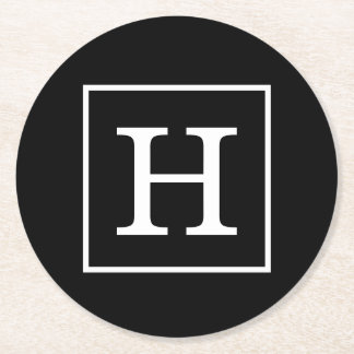 Svartvit bildruta, inledande monogram underlägg papper rund