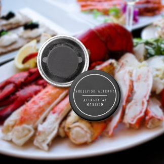 Svartvit Bilingual Allergy to Shellfish Magnet