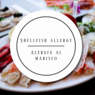 Svartvit Bilingual Allergy to Shellfish Runt Klistermärke