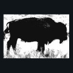 Svartvit Bison Buffalo Pop Art Poster<br><div class="desc">Iconic American Väster Historical Bilder - Buffalo Photography Artwork</div>