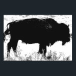 Svartvit Bison Buffalo Pop Art Poster<br><div class="desc">Iconic American Väster Historical Bilder - Buffalo Photography Artwork</div>