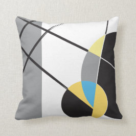 Svartvit blå Modern Abstract Design med svart gult Kudde