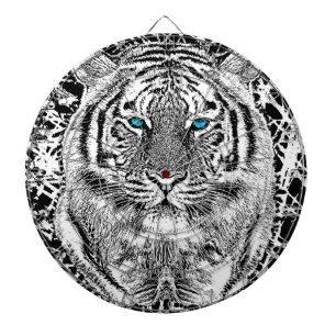 Svartvit blå Öga vild Tiger ansikte Piltavla