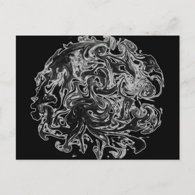 Svartvit Bläck Swirl Vykort (Framsida)