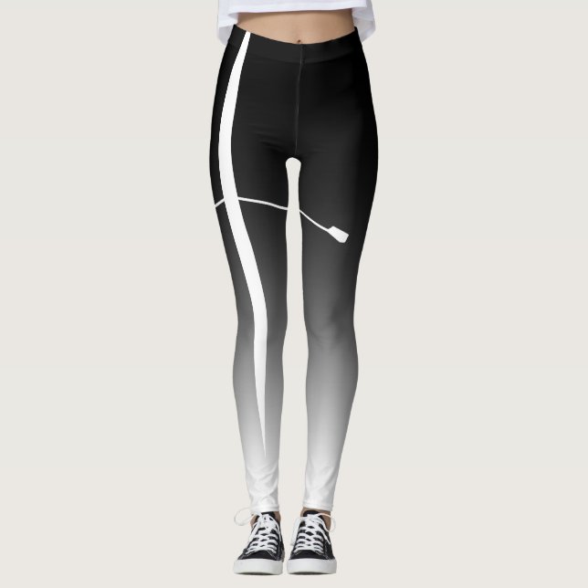Svartvit bläckhaltig besättning leggings (Framsida)