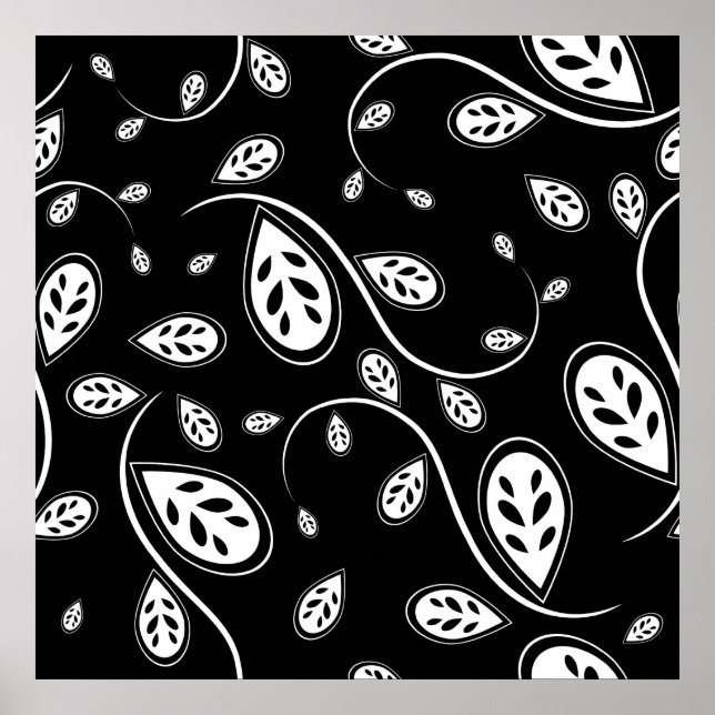 Svartvit Blad - Retro 50 s Poster (Framsidan)