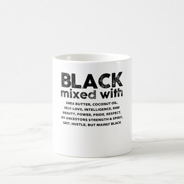 Svartvit blandad med en fin svart historik, måndag kaffemugg (Center)